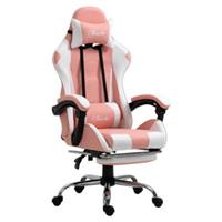 Vinsetto Gamingstoel computerstoel met verstelbare hoofdsteun ergonomisch PVC roze + wit