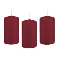 8x Bordeauxrode Cilinderkaars/stompkaars 6 X 12 Cm 40 Branduren - Geurloze Kaarsen - Woondecoraties