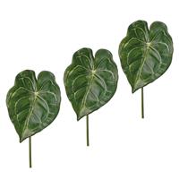 6x Stuks Kunst Anthurium Bladgroen Kunstplanten Takken 67 Cm