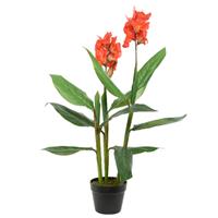 Canna Bloemriet Kunstplant In Pot 89 Cm - Kunstplanten/nepplanten - Kantoorplanten/woonkamer Planten