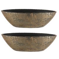 2x Stuks Bloempot Boot Schaal Keramiek Voor Kamerplanten Goud 19 X 48 X 15 Cm - Mica Decorations Plantenpotten