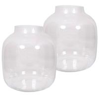 2x Stuks Ronde Vaas Helder Glas 29 Cm - Bolvormige Bloemenvazen Van Glas