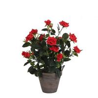 Rode Rozen Kunstplant 33 Cm In Pot Stan Grey - Kunstplanten/nepplanten