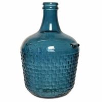 Fles Vaas/bloemenvaas Recycled Glas Blauw 20 X 30 Cm