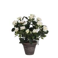 Witte Rozen Kunstplant 33 Cm In Pot Stan Grey - Kunstplanten/nepplanten