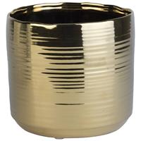 1x Gouden Ronde Plantenpotten/bloempotten Cerchio 16,5 Cm Keramiek - Plantenpot/bloempot Metallic Goud - Woonaccessoires