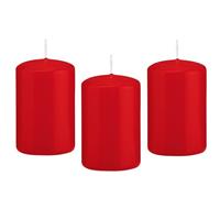 8x Stuks Rode Cilinderkaars/stompkaars 5 X 8 Cm 18 Branduren - Geurloze Kaarsen - Woondecoraties