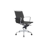 Feel Furniture - Luxe Design Bureaustoel Van 100% Rundleer - Lage Rugleuning -Donkergrijs