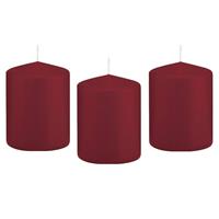 8x Bordeauxrode Cilinderkaars/stompkaars 6 X 8 Cm 29 Branduren - Geurloze Kaarsen - Woondecoraties