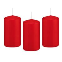 8x Rode Cilinderkaars/stompkaars 5 X 10 Cm 23 Branduren - Geurloze Kaarsen - Woondecoraties
