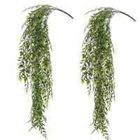 2x Kunstplant Groene Bamboe Hangplant/tak 80 Cm Uv Bestendig