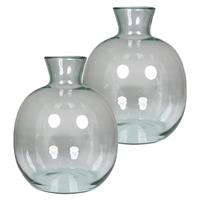 Set Van 2x Stuks Eco Bloemenvazen Van Glas Met Diameter 23.5 Cm En Hoogte 26.5 Cm - Voor Binnen Gebruik