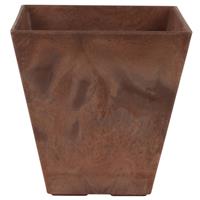 Bloempot/plantenpot Gerecycled Kunststof/steenpoeder Terra Bruin Dia 15 Cm En Hoogte 15 Cm - Binnen En Buiten Gebruik