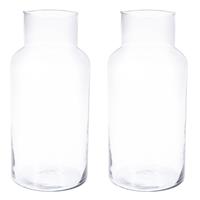 2x Glazen Vaas/vazen 7 Liter Van 16 X 30 Cm - Bloemenvazen - Glazen Vazen Voor Bloemen En Boeketten