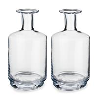 Set Van 2x Stuks Bloemenvazen Flesvorm Van Glas 17 X 28 Cm - Glazen Transparante Vazen