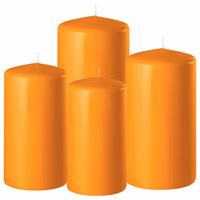 Set Van 6x Stuks Oranje Stompkaarsen 10-12-15 Cm Met Diameter 6 Cm - Alle Formaten 2x Stuks - Sfeer Kaarsen Voor Binnen