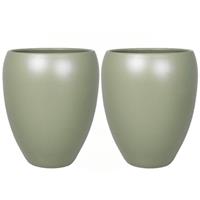 2x Stuks Bloemen Vaas/vazen Mat Army Groen Van Keramiek D16 X H19 Cm℃- Bloempot/plantenpot/bloemenvaas