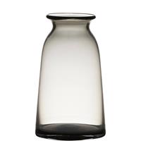 Transparante Home-basics Grijze Vaas/vazen Van Glas 23.5 X 12.5 Cm - Bloemen/takken/boeketten Vaas Voor Binnen Gebruik