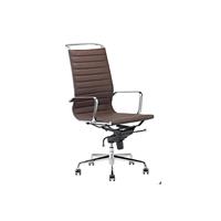 Feel Furniture - Luxe Design Bureaustoel Van 100% Rundleer - Hoge Rugleuning - Donkerbruin