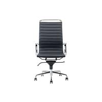 Feel Furniture - Luxe Design Bureaustoel Van 100% Rundleer - Hoge Rugleuning - Zwart