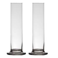 2x Stuks Transparante Luxe Stijlvolle 1 Bloem Vaas/vazen Van Glas 30 X 6 Cm - Roos Met Valentijn Vaas Voor Binnen