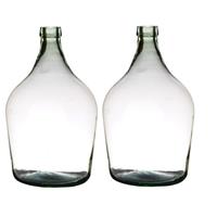 2x Stuks Transparante Luxe Stijlvolle Flessen Vaas/vazen Van Glas 39 X 25 Cm - Bloemen/takken Vaas Voor Binnen Gebruik