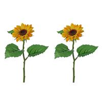 10x Stuks Gele Zonnebloemen Kunstbloemen 35 Cm - Helianthus - Kunstbloemen Boeketten Geel