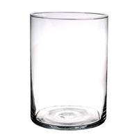 Glazen Cilinder Bloemenvazen 25 X 18 Cm - Transparant - Vazen/vaas - Boeketvazen