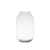 Transparante Home-basics Vaas/vazen Van Glas 30 X 19 Cm - Bloemen/takken/boeketten Vaas Voor Binnen Gebruik
