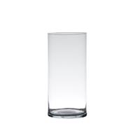 Transparante Home-basics Cylinder Vaas/vazen Van Glas 30 X 12 Cm - Bloemen/takken/boeketten Vaas Voor Binnen Gebruik