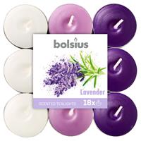 Bolsius Geurkaarsen Theelicht Lavender Paars/wit 18 Stuks