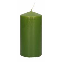 1x Olijfgroene Cilinderkaarsen/stompkaarsen 6 X 12 Cm 40 Branduren - Geurloze Kaarsen Olijf Groen - Woondecoraties