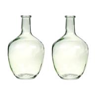 2x Fles Vazen Milano 18 X 30 Cm Transparant Lichtgroen Glas - Home Deco Vazen - Woonaccessoires