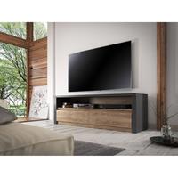 Meubella - Tv-meubel Monaco - Eiken - Grijs - 130 Cm