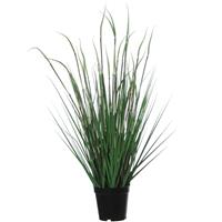 Groene Grasplant Kunstplant In Zwarte Kunststof Pot 70 Cm - Pennisetum - Woondecoratie