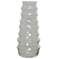Handgemaakte Vazen/bloemenvaas Ribbel 3,5 Liter Van Glas 13 X 30 Cm - Glazen Vazen Voor Bloemen En Boeketten