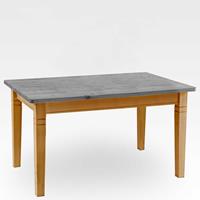 Life Meubles Landhaus Tisch aus Kiefer Massivholz grauer Tischplatte