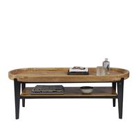 Möbel Exclusive Designer Sofa Tisch in Schwarz und Holz Naturfarben abnehmbarer Tischplatte