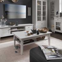 Life Meubles Landhaus Wohnzimmer Tisch aus Kiefer Massivholz Weiß Vierfußgestell
