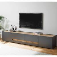 TV Schrank Wohnbereich CRISP-61 in anthrazit mit Absetzungen in Wotan Eiche Nb., B/H/T: ca. 220/40/45 cm