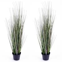 Set Van 2x Stuks Kunstplanten Groen Gras Sprieten 50 Cm - Grasplanten/kunstplanten Voor Binnen Gebruik