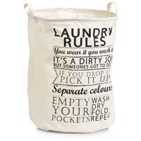Zeller Wäschesammler Laundry Rules, Canvas, Stoff, beige, 38 x 38 x 48 cm - 
