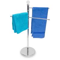 RELAXDAYS Handtuchständer mit 3 beweglichen Handtuchstangen für Badetücher und andere Textilien Handtuchhalter in Edelstahl-Optik mit schwenkbaren