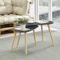 [EN.CASA] Couchtisch Langesund 2er Set Dunkelgrau