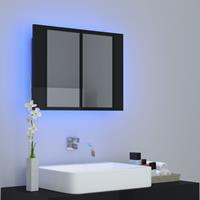 VIDAXL LED-Bad-Spiegelschrank Hochglanz-Schwarz 60x12x45 cm