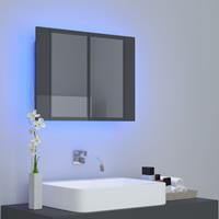 vidaXL Badkamerkast met spiegel en LED 60x12x45 cm hoogglans grijs