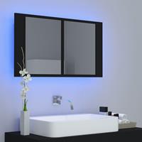 vidaXL Badkamerkast met spiegel en LED 80x12x45 cm zwart