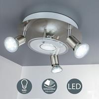 B.K.LICHT LED Decken-Leuchte rund Metall Glas Lampe Wohnzimmer Strahler 3-flammig GU10