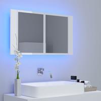 vidaXL Badkamerkast met spiegel en LED 80x12x45 cm hoogglans wit