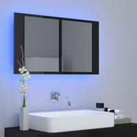 VIDAXL LED-Bad-Spiegelschrank Hochglanz-Schwarz 80x12x45 cm